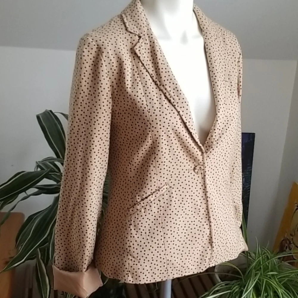 Love Tree Tan with black polka dots lined Blazer